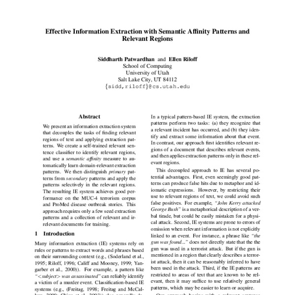 Effective Information Extraction with Semantic Affinity Patterns and ...