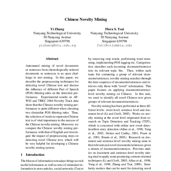 Chinese Novelty Mining - ACL Anthology
