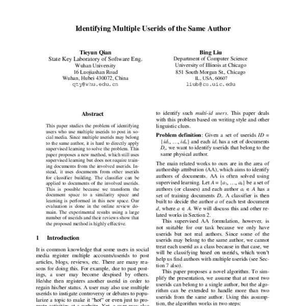 Identifying Multiple Userids of the Same Author - ACL Anthology
