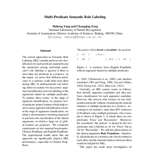 Multi-Predicate Semantic Role Labeling - ACL Anthology