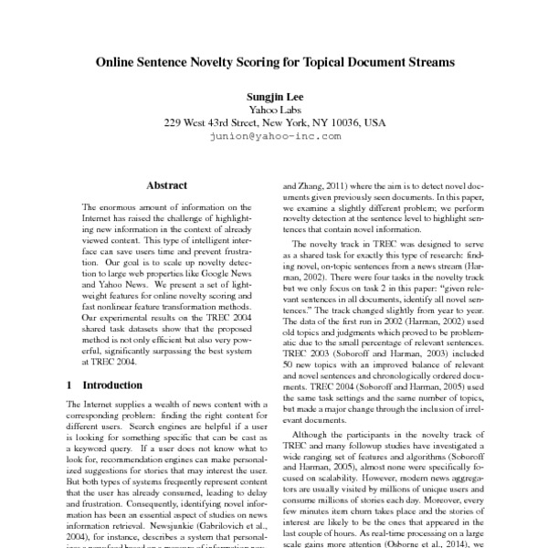 Online Sentence Novelty Scoring for Topical Document Streams - ACL Anthology