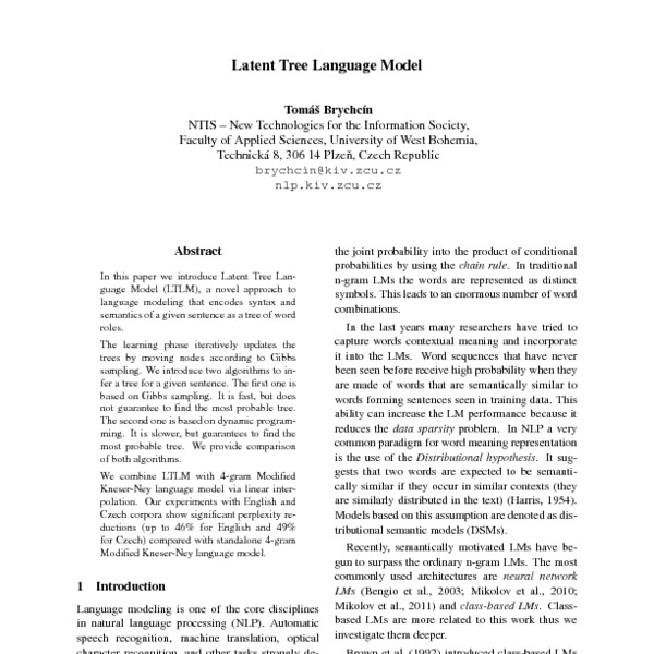 Latent Tree Language Model - ACL Anthology