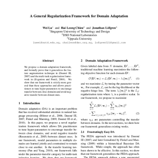 A General Regularization Framework for Domain Adaptation - ACL Anthology