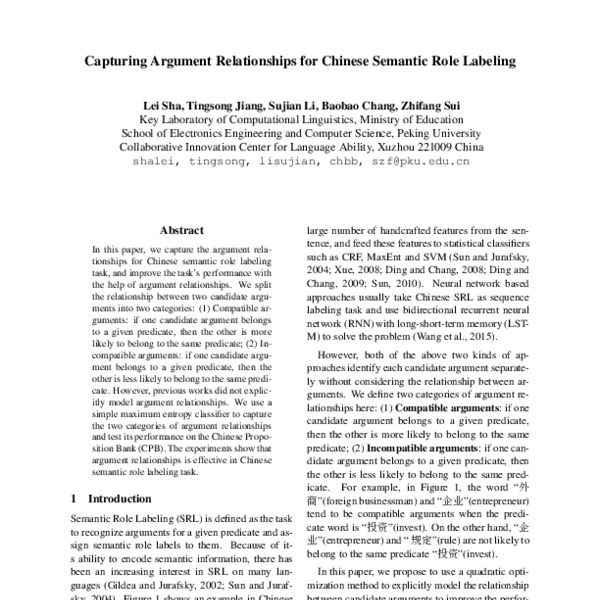 Capturing Argument Relationship for Chinese Semantic Role Labeling ...