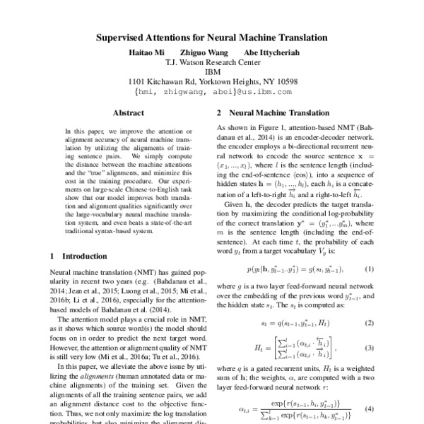Supervised Attentions for Neural Machine Translation - ACL Anthology