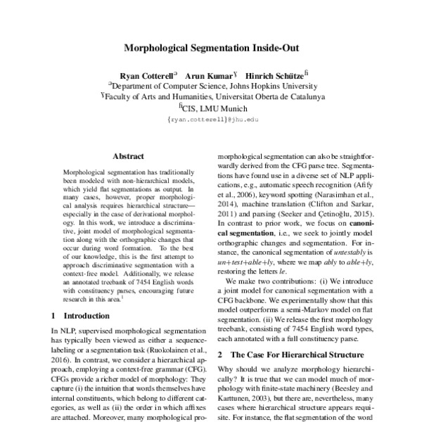 Morphological Segmentation Inside-Out - ACL Anthology