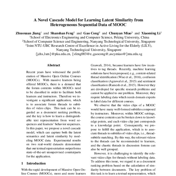 A Novel Cascade Model for Learning Latent Similarity from Heterogeneous ...