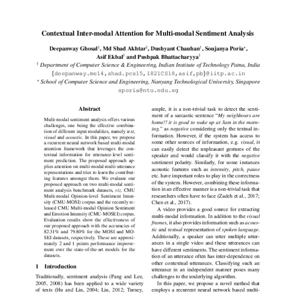 Contextual Inter-modal Attention for Multi-modal Sentiment Analysis ...