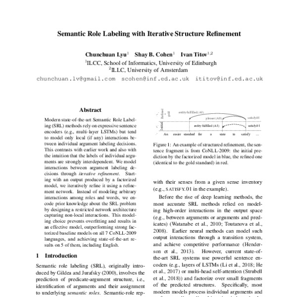 Semantic Role Labeling with Iterative Structure Refinement - ACL Anthology