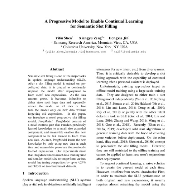A Progressive Model to Enable Continual Learning for Semantic Slot ...