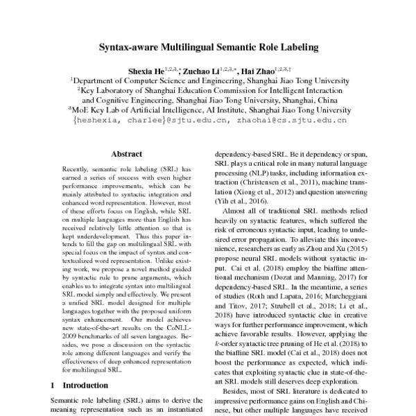 Syntax-aware Multilingual Semantic Role Labeling - ACL Anthology