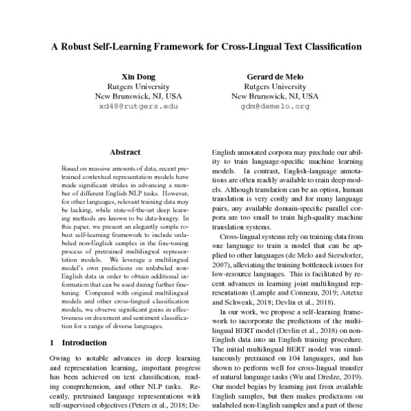 A Robust Self-learning Framework For Cross-lingual Text Classification 