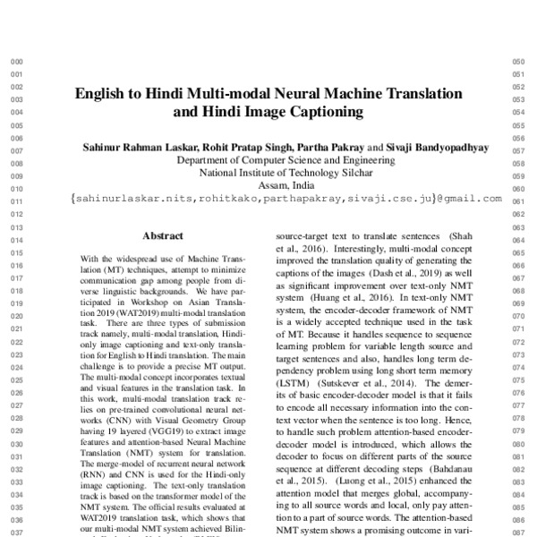 English to Hindi Multi-modal Neural Machine Translation and Hindi Image ...