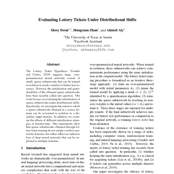 Evaluating Lottery Tickets Under Distributional Shifts - ACL Anthology