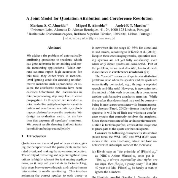 A Joint Model for Quotation Attribution and Coreference Resolution ...