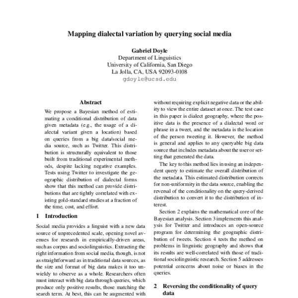 Mapping Dialectal Variation by Querying Social Media - ACL Anthology