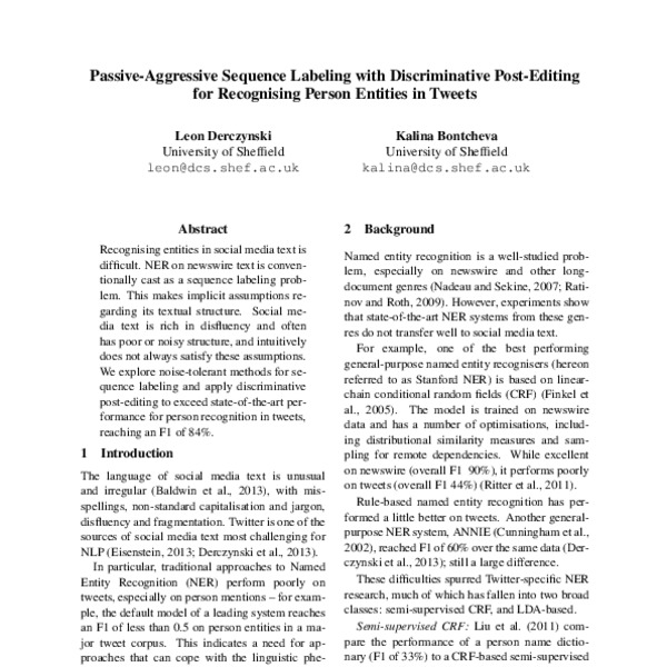 Passive-Aggressive Sequence Labeling with Discriminative Post-Editing ...