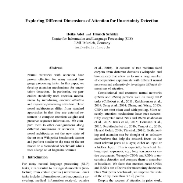 Exploring Different Dimensions of Attention for Uncertainty Detection ...