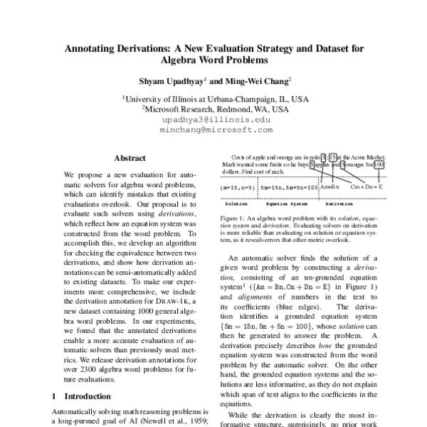 Annotating Derivations: A New Evaluation Strategy and Dataset for ...