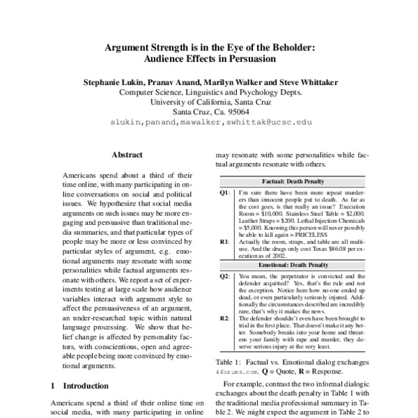 Argument Strength is in the Eye of the Beholder: Audience Effects in ...