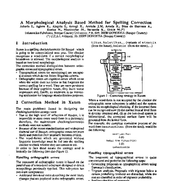 A Morphological Analysis Based Method for Spelling Correction - ACL ...
