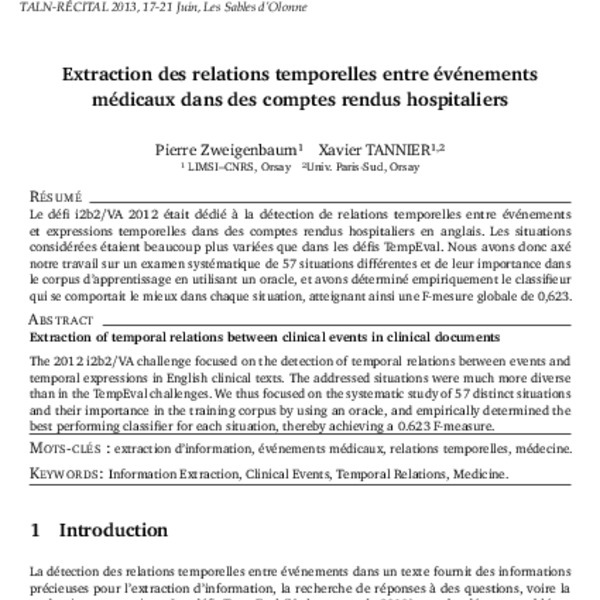 Extraction of temporal relations between clinical events in clinical ...
