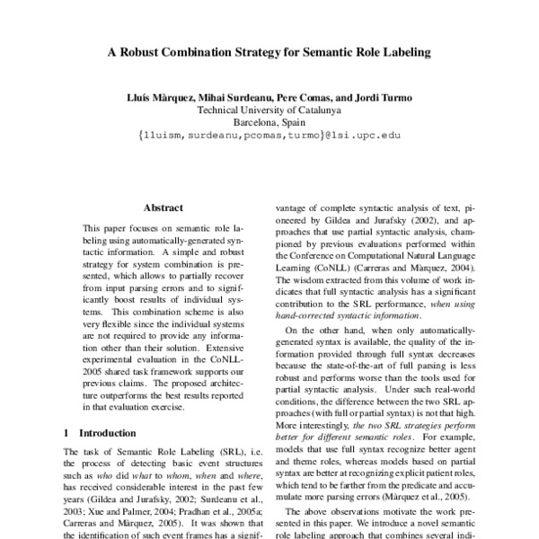 A Robust Combination Strategy for Semantic Role Labeling - ACL Anthology