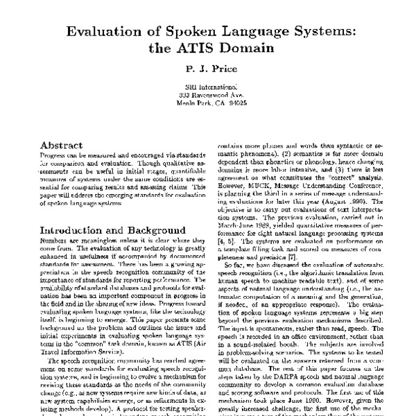 Evaluation of Spoken Language Systems: the ATIS Domain - ACL Anthology