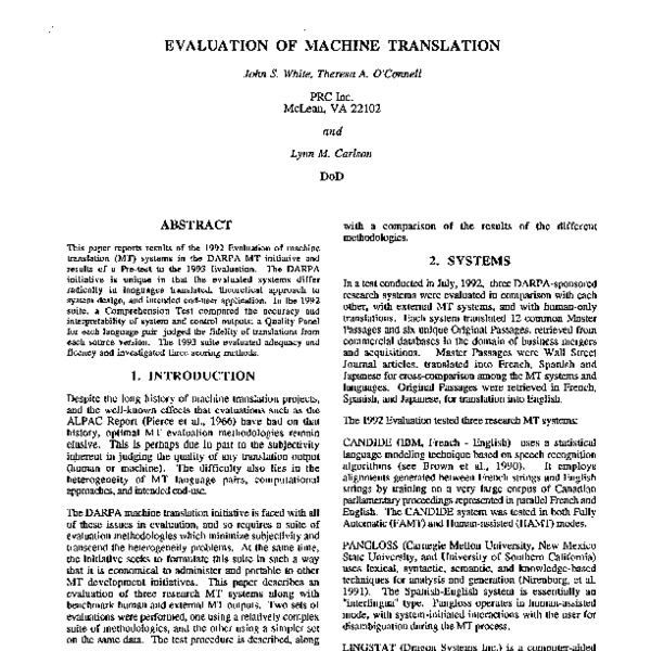 Evaluation of Machine Translation - ACL Anthology