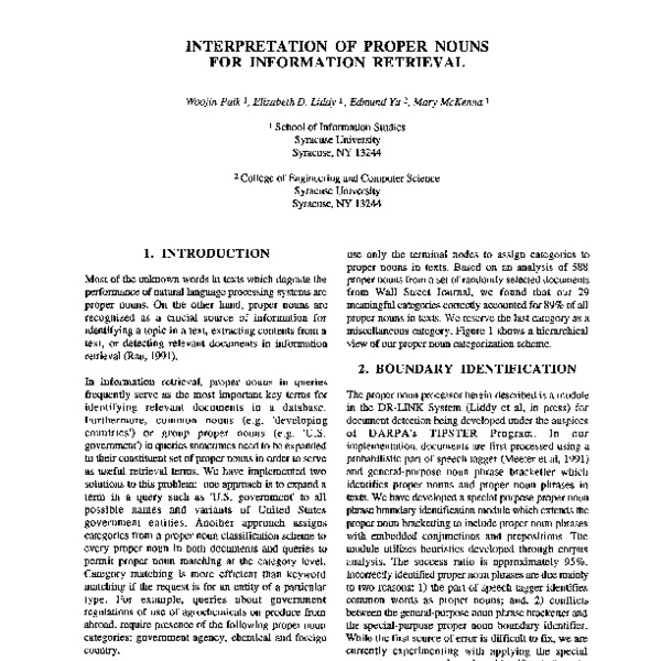 Interpretation Of Proper Nouns For Information Retrieval - ACL Anthology