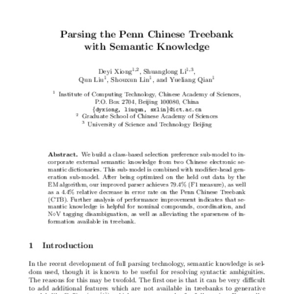 Parsing The Penn Chinese Treebank With Semantic Knowledge Acl Anthology