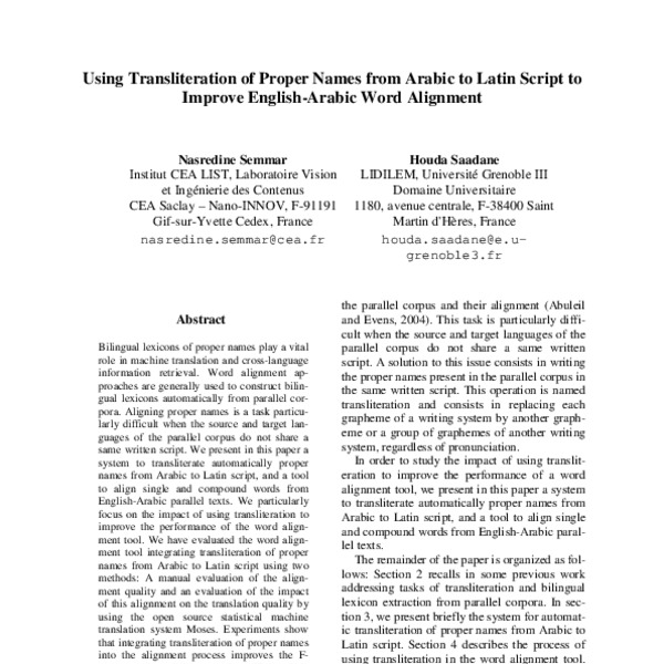 Using Transliteration of Proper Names from Arabic to Latin Script to ...
