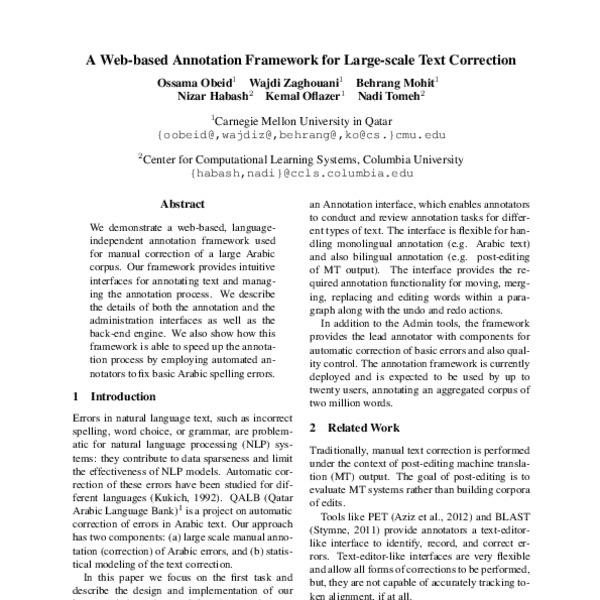 A Web-based Annotation Framework For Large-Scale Text Correction - ACL ...