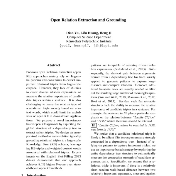 Open Relation Extraction and Grounding - ACL Anthology
