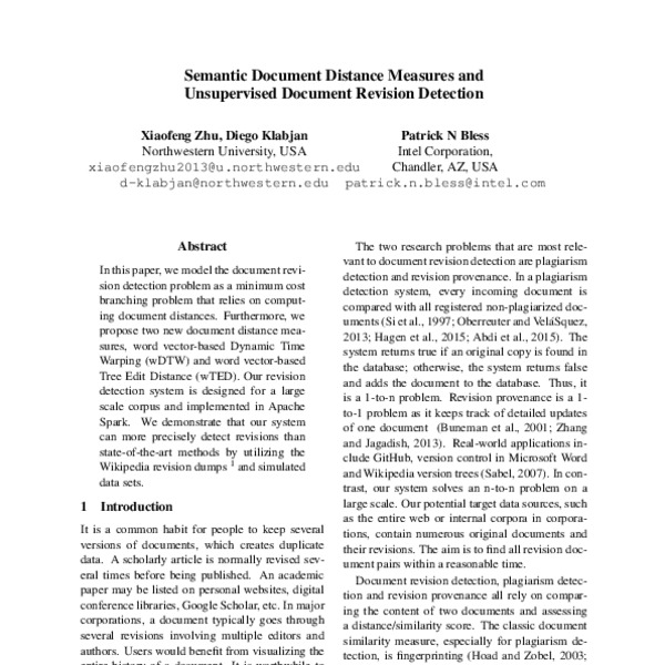 Semantic Document Distance Measures and Unsupervised Document Revision ...