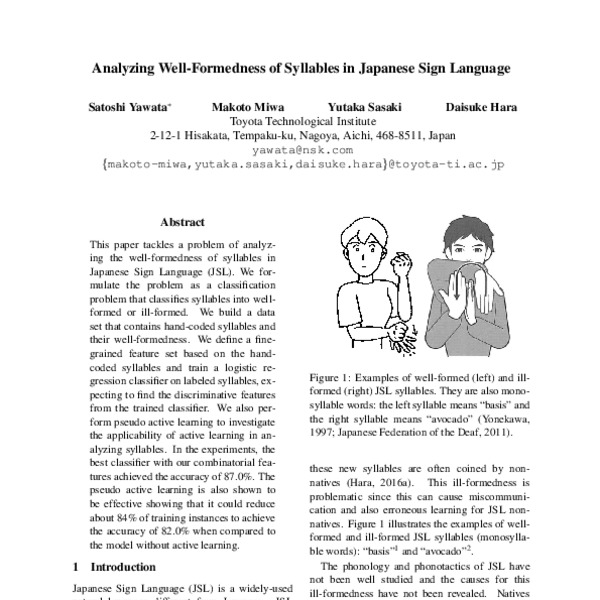Analyzing Well-Formedness of Syllables in Japanese Sign Language - ACL ...
