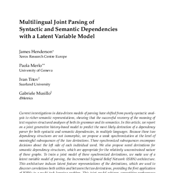 Multilingual Joint Parsing of Syntactic and Semantic Dependencies with ...