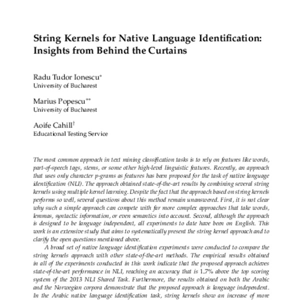 String Kernels for Native Language Identification: Insights from Behind ...