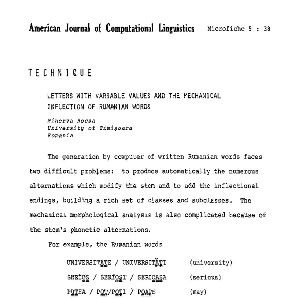 Technique: Letters with Variable Values and the Mechanical Inflection ...