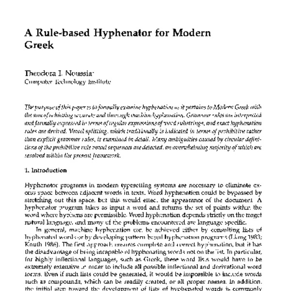 A Rule-based Hyphenator for Modern Greek - ACL Anthology