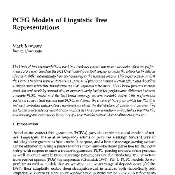 PCFG Models of Linguistic Tree Representations - ACL Anthology