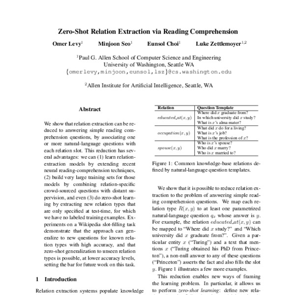 Zero-Shot Relation Extraction via Reading Comprehension - ACL Anthology