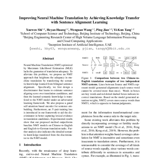 Improving Neural Machine Translation by Achieving Knowledge Transfer ...