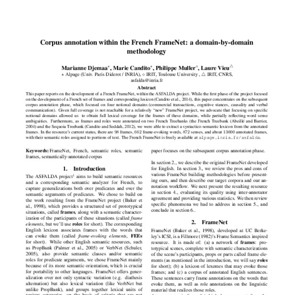 Corpus Annotation within the French FrameNet: a Domain-by-domain ...