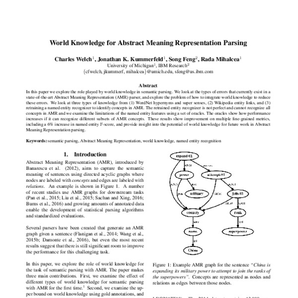 World Knowledge for Abstract Meaning Representation Parsing - ACL Anthology