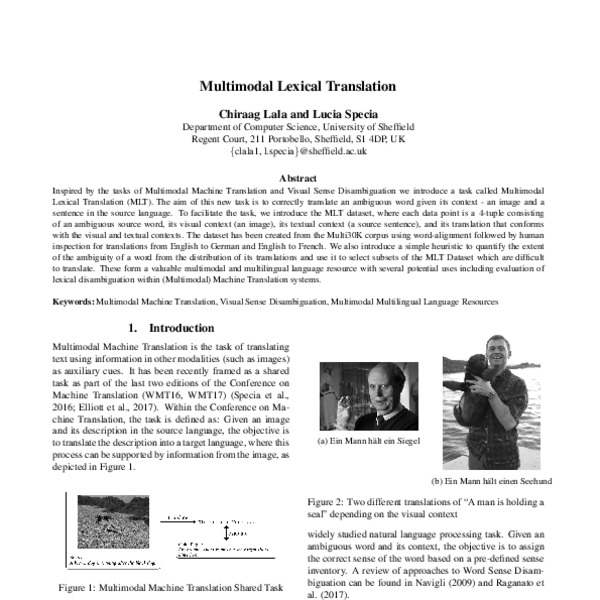 Multimodal Lexical Translation - ACL Anthology