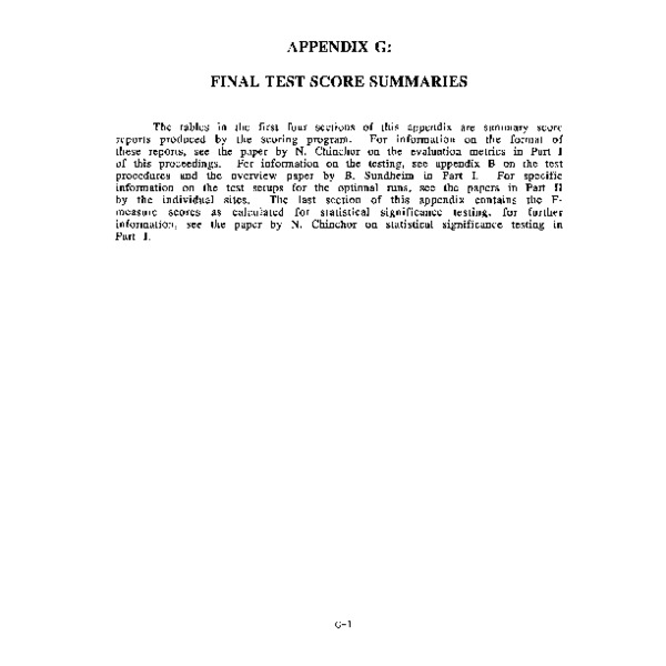 Appendix G: Final Test Score Summaries - ACL Anthology