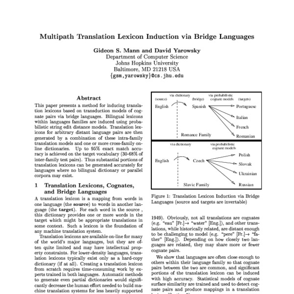 Multipath Translation Lexicon Induction via Bridge Languages - ACL ...