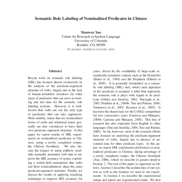 Semantic role labeling of nominalized predicates in Chinese - ACL Anthology
