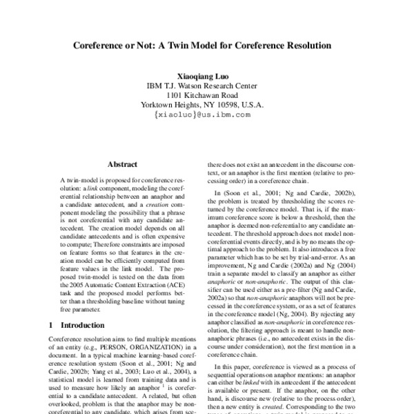 Coreference or Not: A Twin Model for Coreference Resolution - ACL Anthology